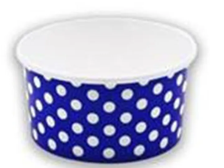 Tarrina de papel de lunares para servir helado soft