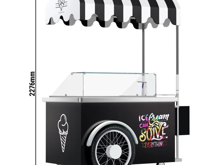 Plano del carrito de helados artesanales con sus medidas